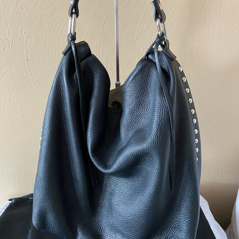 Gianni Notaro Black Leather Hobo Bag